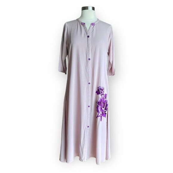 Neeru Kumar Signature Embroidered Tunic Shirt Dress Lilac - Picture 1 of 6